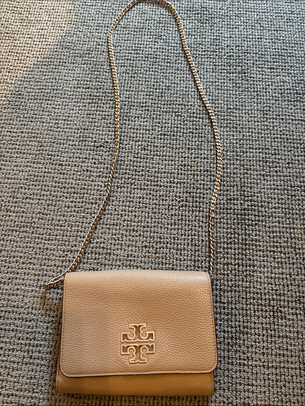 Tory Burch Miller Pebbled Leather Crossbody - Grey